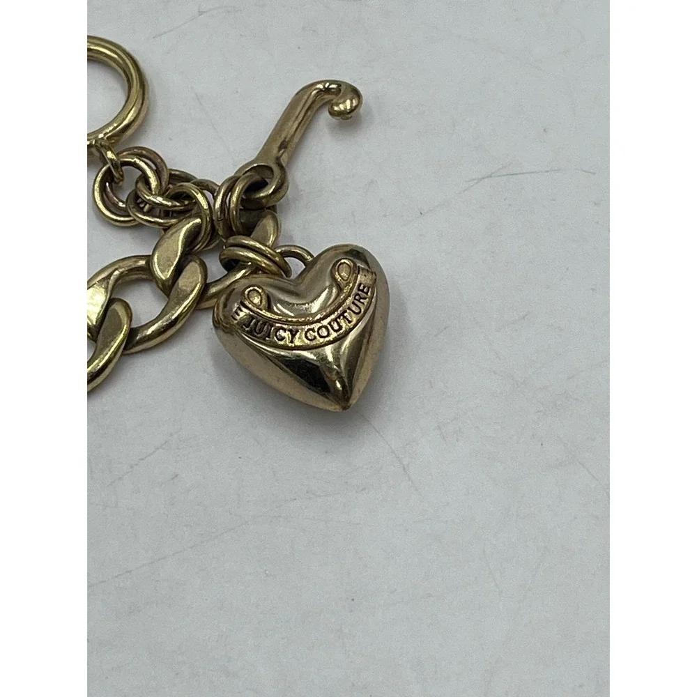 Juicy Couture Puffed Tennis‎ Racquet Scottie Dog Heart Toggle Gold Tone Bracelet